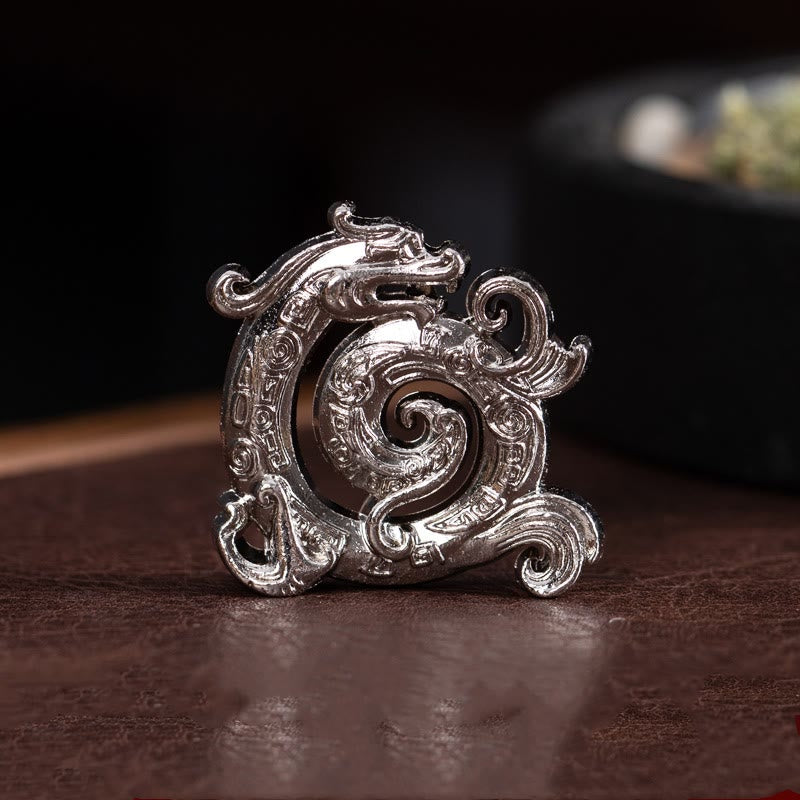 Brûleur d'encens en alliage de zinc à motif de dragon de bon augure en forme de mini Buddha Stones