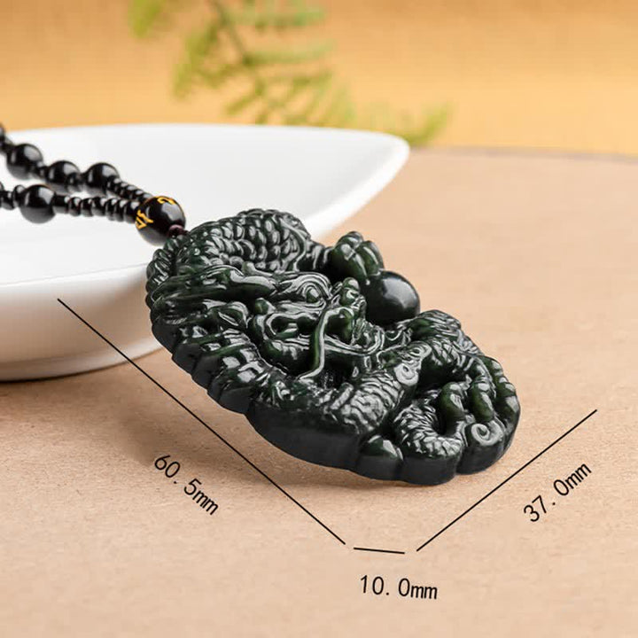 Collier avec pendentif en Buddha Stones Hetian Cyan Jade Dragon Success Harmony - image 11