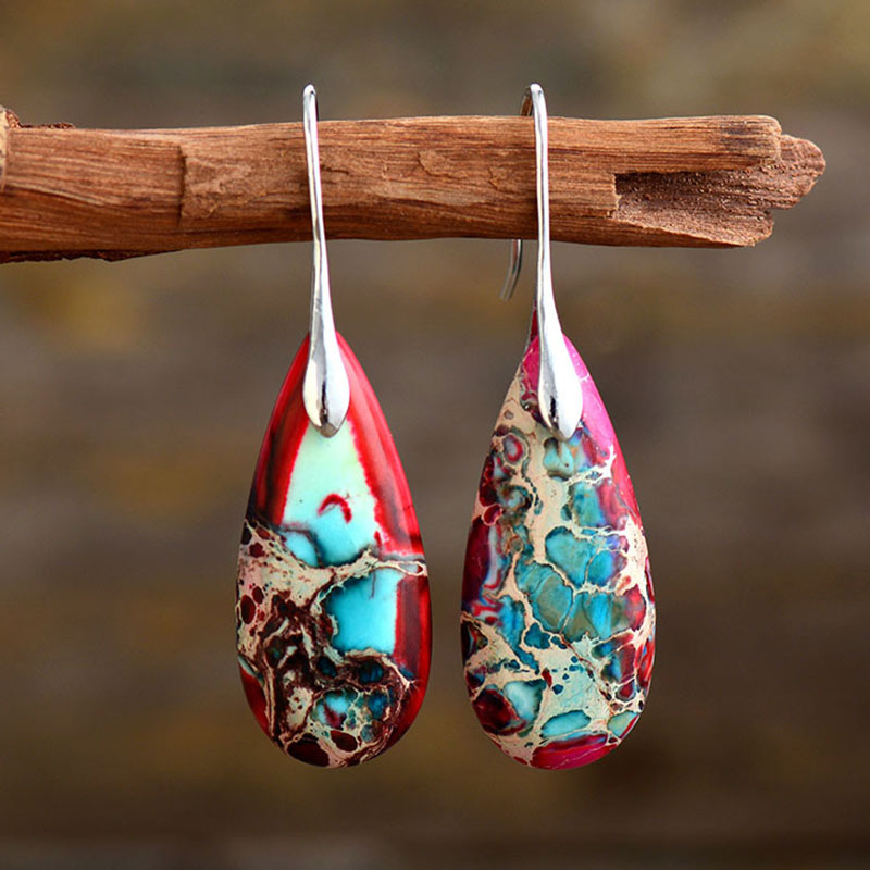 Boucles Buddha Stones Emperor Stone Crystal Happiness - Pierre de l'Empereur Rouge 5,5 x 1,6 cm - image 2