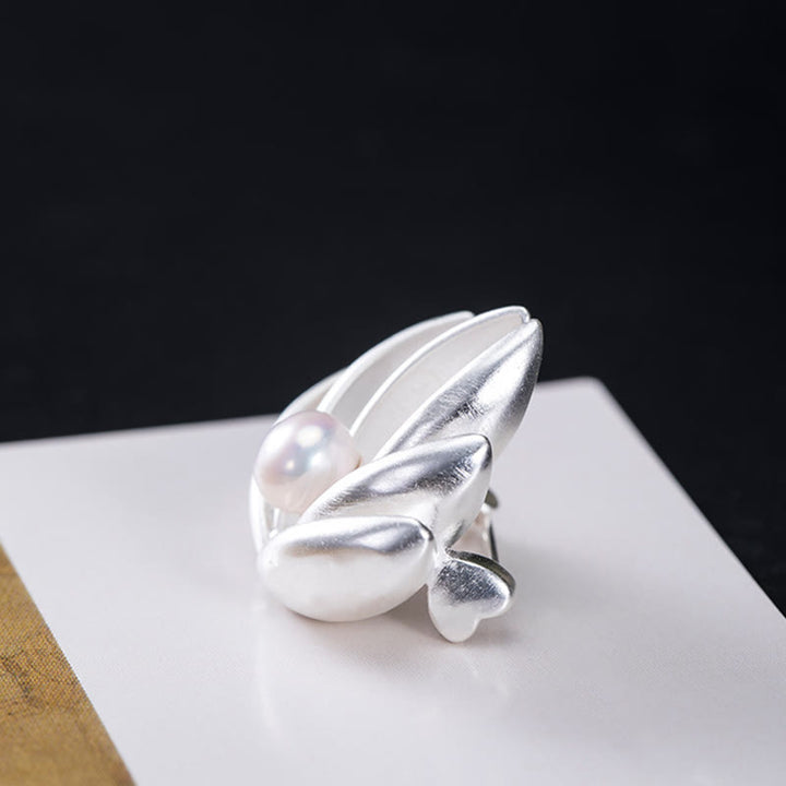 Buddha Stones Argent Sterling 925 Fleur de lotus Perle Nouveau départ Broche