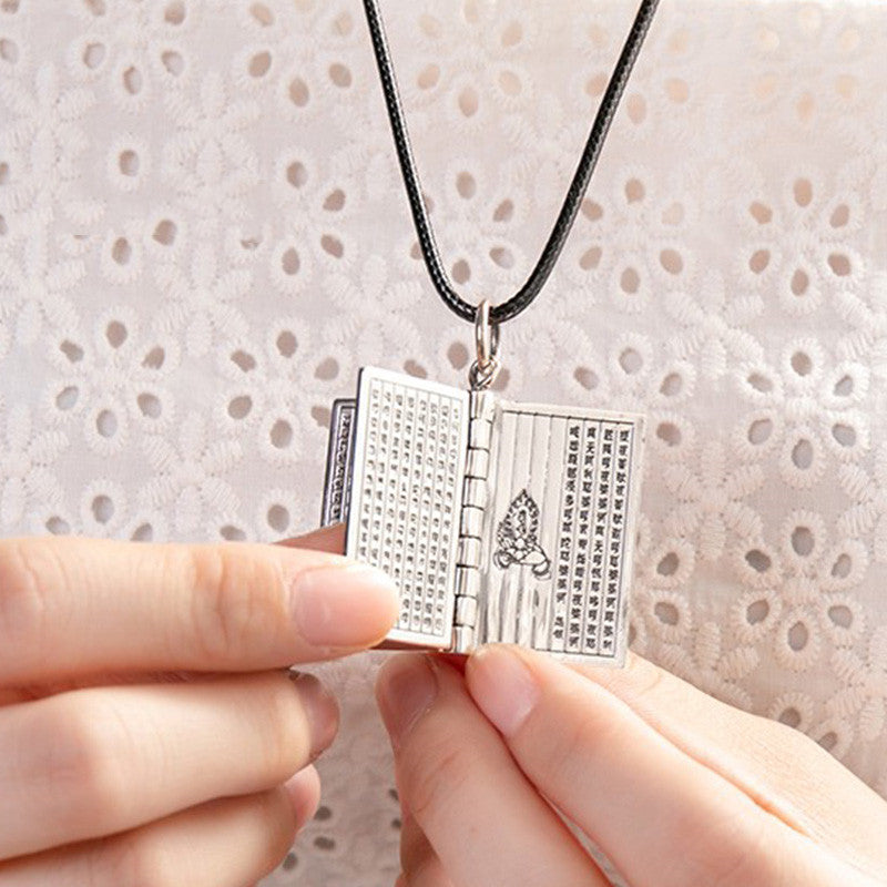 Collier pendentif en argent sterling 990 Buddha Stones et cœur Sutra de la grande compassion Shurangama Mantra Lotus Vajra Peace - image 6