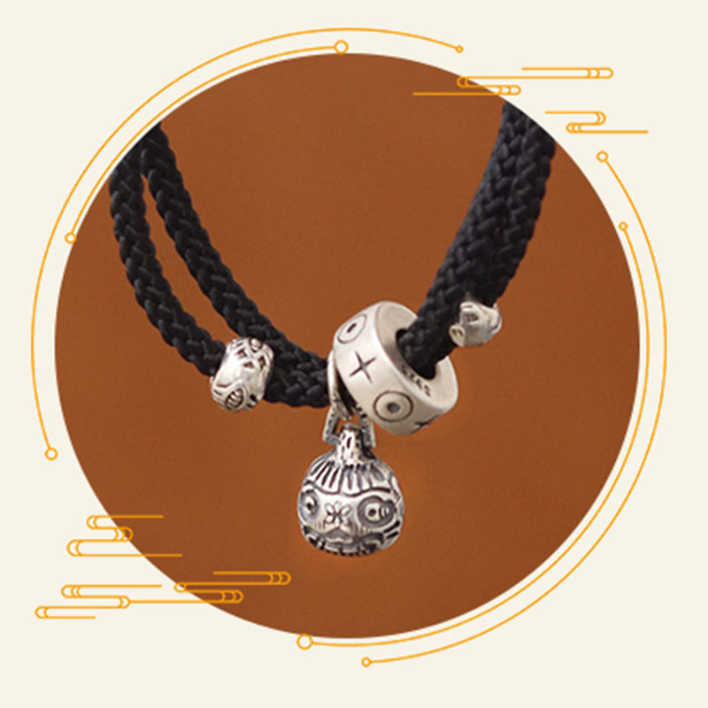 Bracelet tressé artisanal en argent sterling 925 Buddha Stones et or représentant une bête avaleuse de poisson Koi - image 6