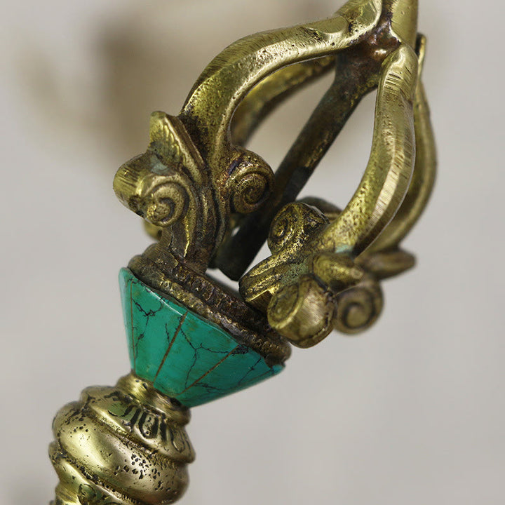 Buddha Stones tibétaines à cinq dents Vajra Dorje fabriquées à la main au Népal Pouvoir spirituel Décoration en cuivre - image 5