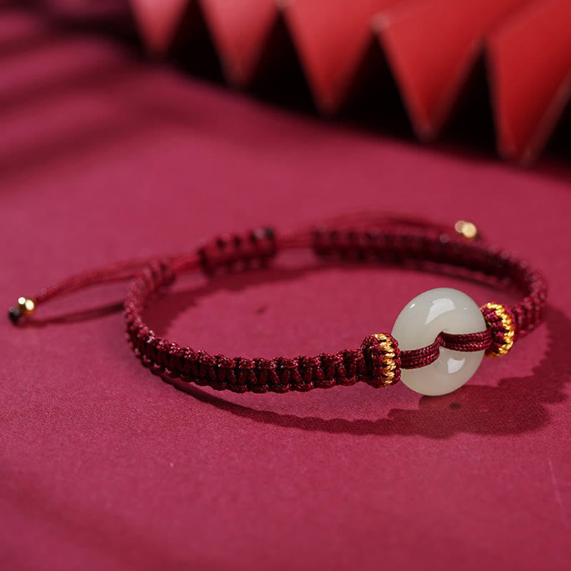 Bracelet tressé en jade avec boucle de paix et Buddha Stones