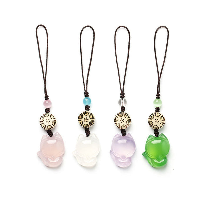 Décoration à suspendre pour téléphone en calcédoine naturelle Fox Harmony