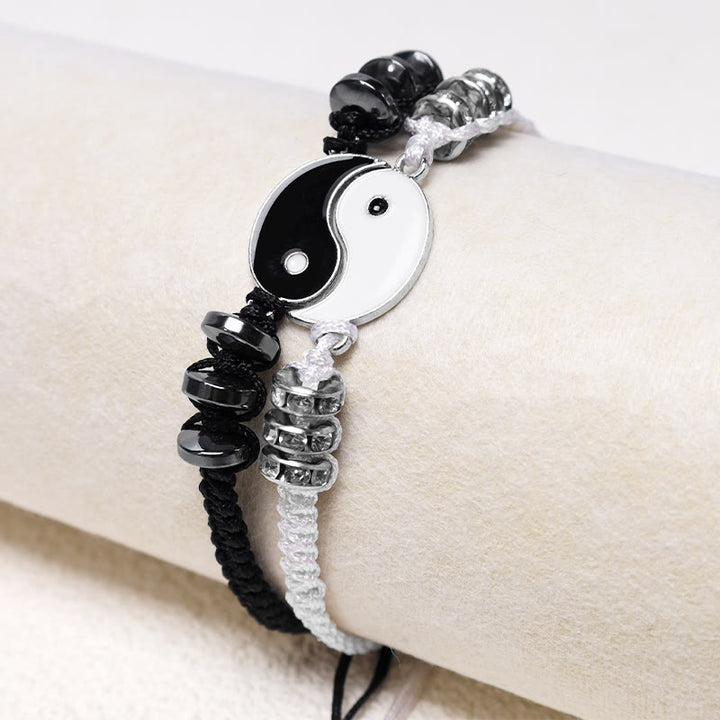 Bracelet couple Yin Yang Hématite Buddha Stones 2 pièces