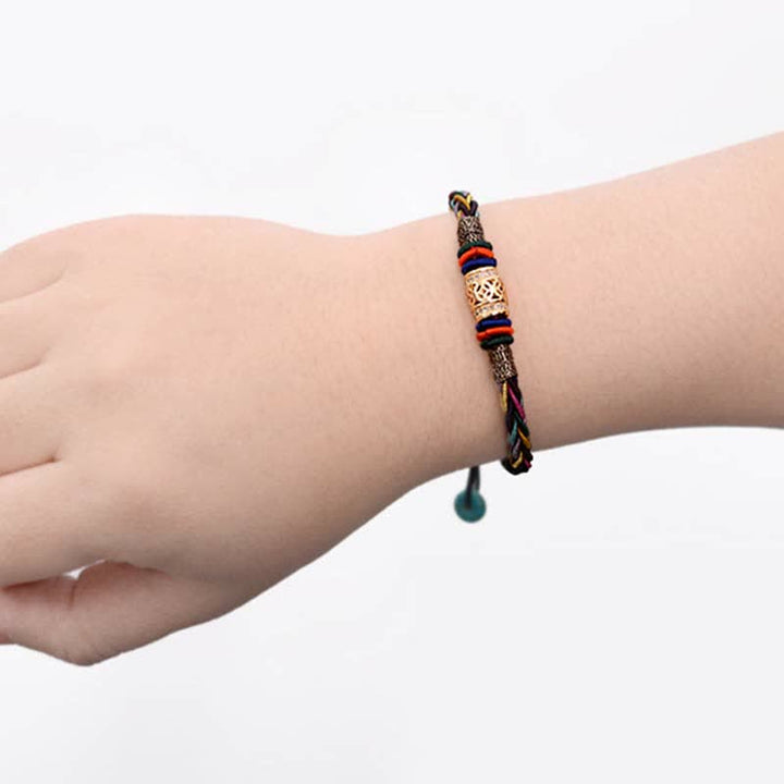 Buddha Stones en fil tissé fait main avec huit fils et pièces de cuivre