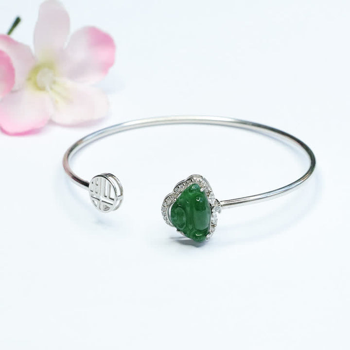 Bracelet porte-bonheur en jade et en argent sterling 925 avec Bouddha Buddha Stones
