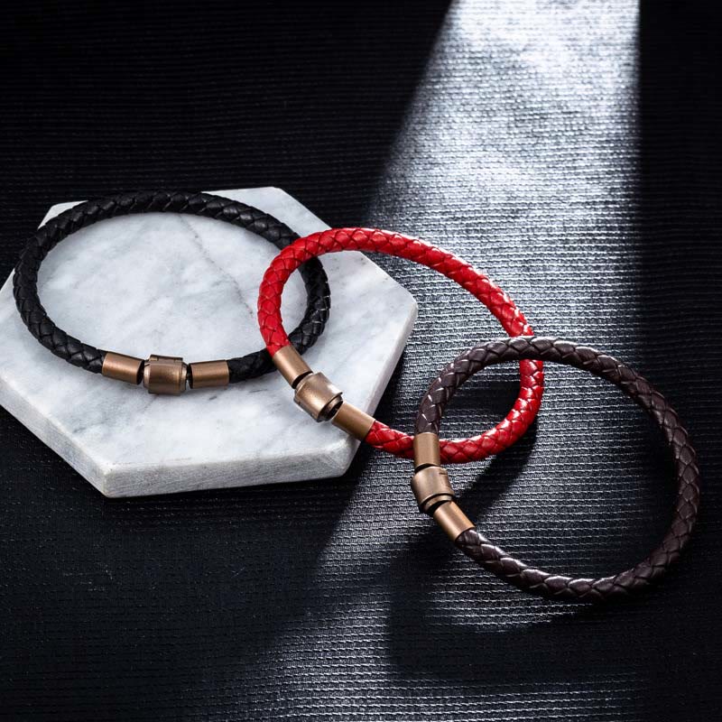 Bracelet tressé en cuir vintage Buddha Stones