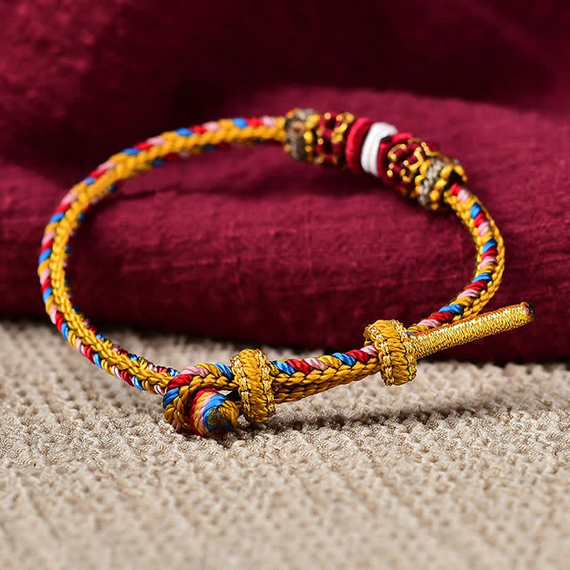 Bracelet tressé porte-bonheur Dunhuang fait main en Buddha Stones