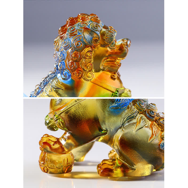 Pièce d'art en cristal de lion Liuli faite à la main Décoration de bureau à domicile