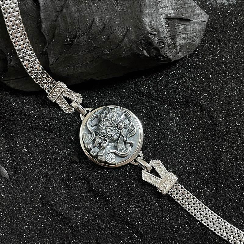 Bracelet tibétain en argent sterling 925 Buddha Stones et protection de la déesse de la richesse Zakiram