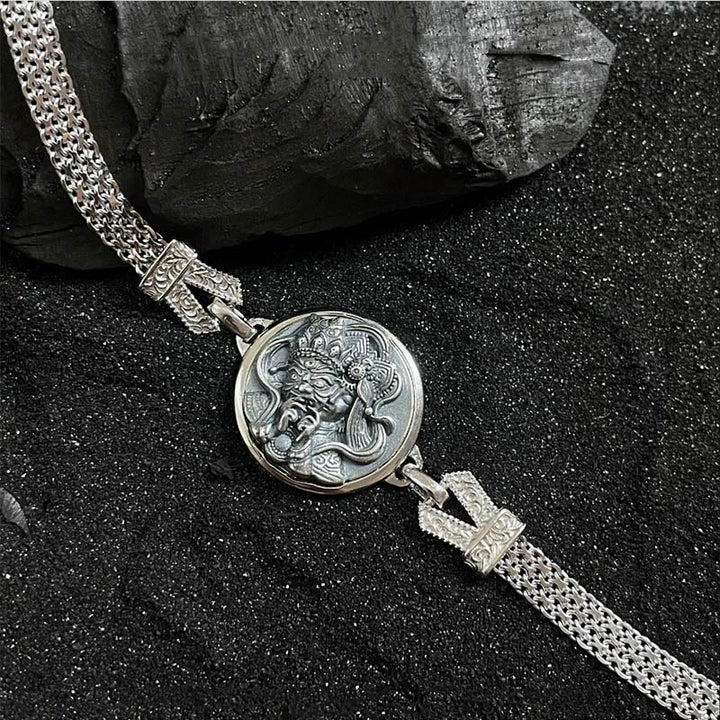 Bracelet tibétain en argent sterling 925 Buddha Stones et protection de la déesse de la richesse Zakiram