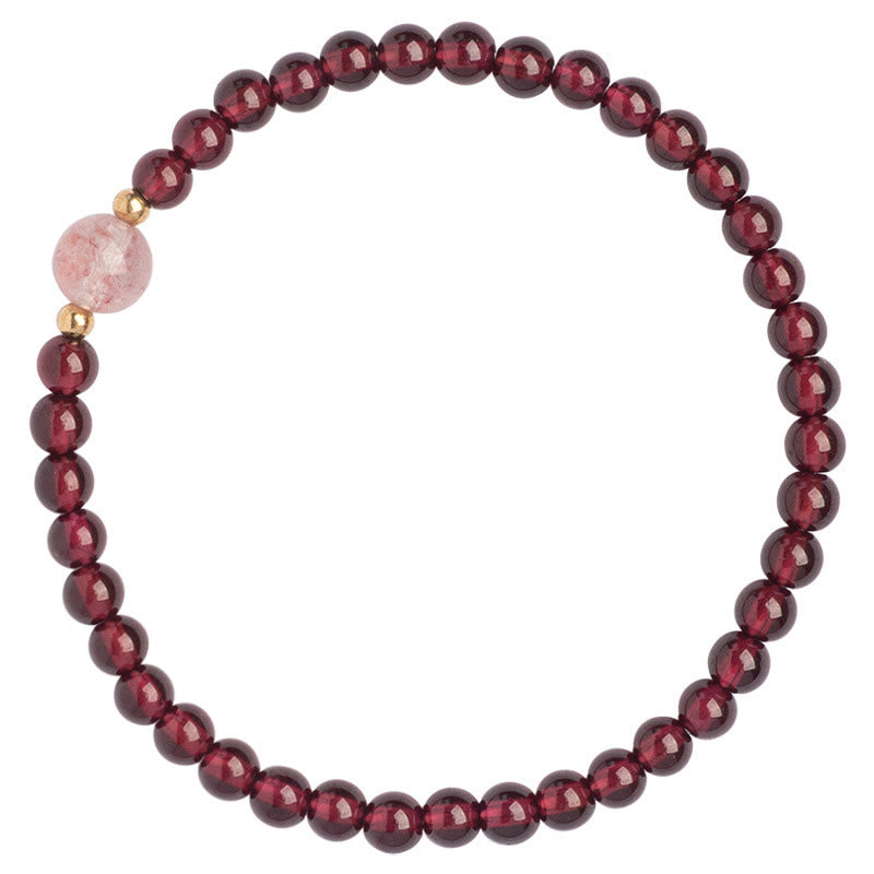 Bracelet calme en quartz fraise et grenat naturel de Buddha Stones - image 5