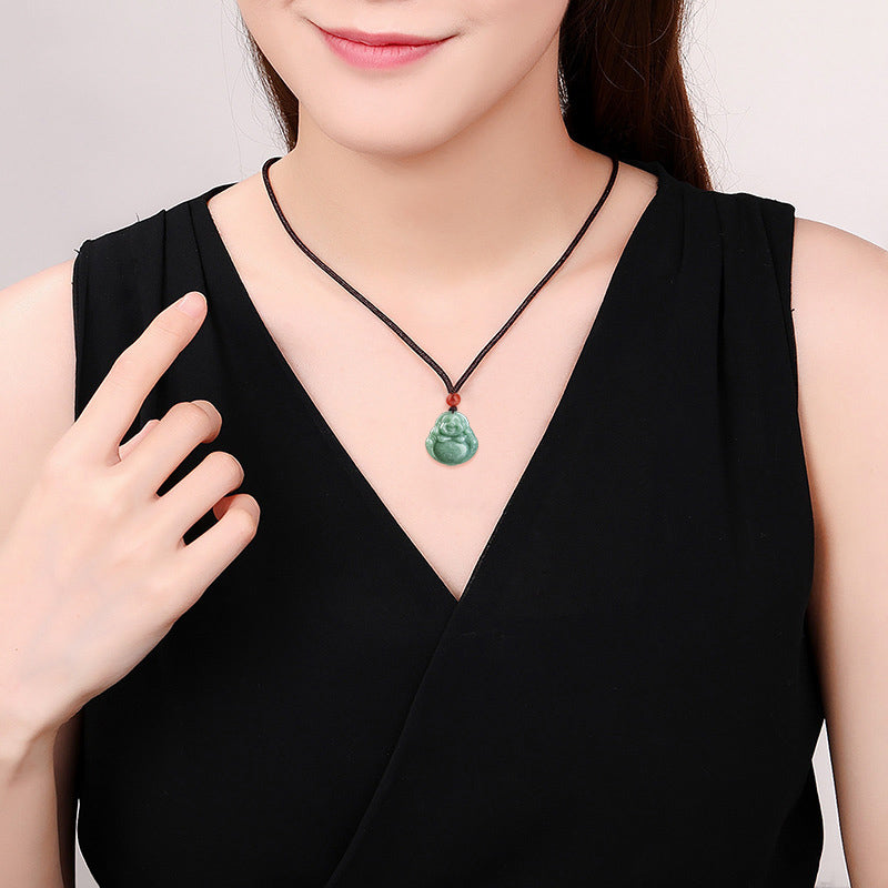 Collier pendentif en jade cyan Bouddha rieur Bouddha rieur Buddha Stones - image 5