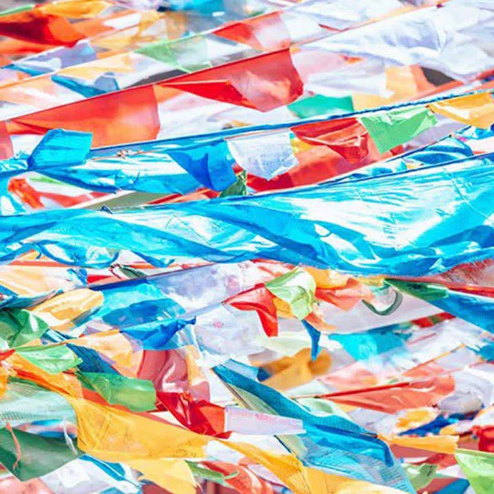 Buddha Stones Drapeaux de prière tibétains porte-bonheur à cinq couleurs représentant le cheval du vent (25 pièces) - image 30