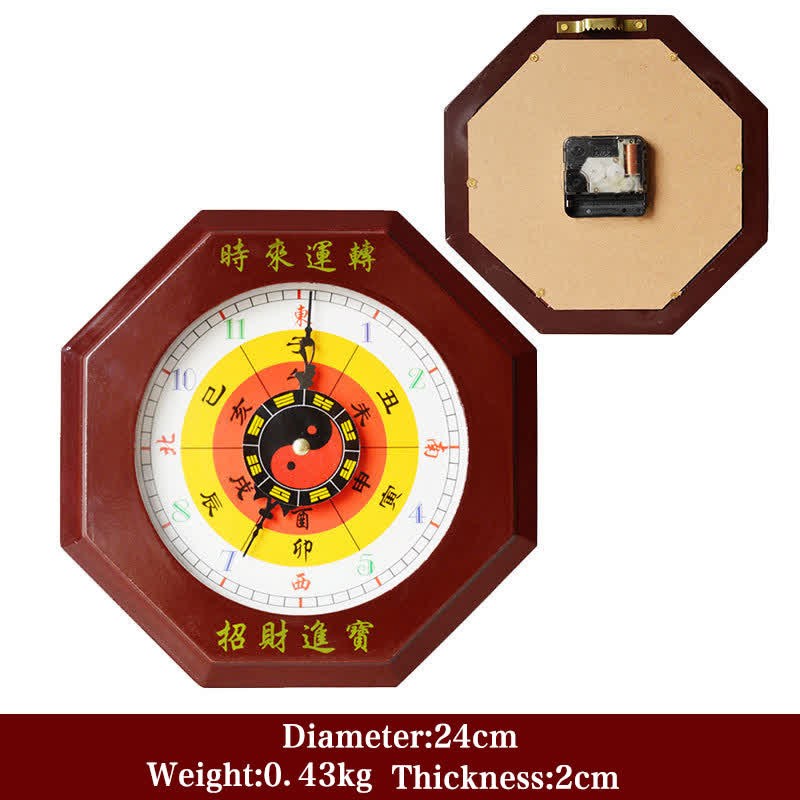 Horloge murale Feng Shui Bagua Map Balance Energy Map - Carte Bagua rouge et horloge murale 24 cm - image 3