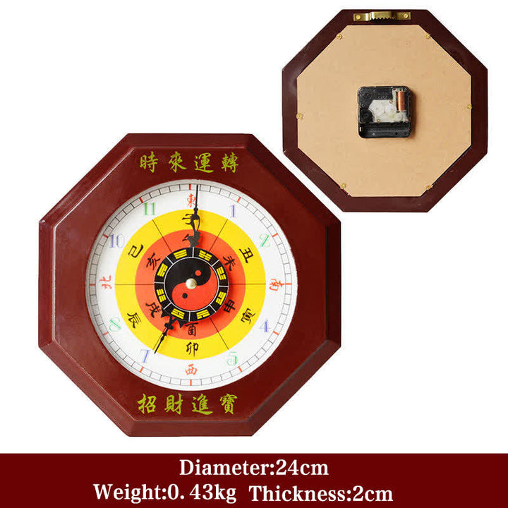 Horloge murale Feng Shui Bagua Map Balance Energy Map - Carte Bagua rouge et horloge murale 24 cm - image 3