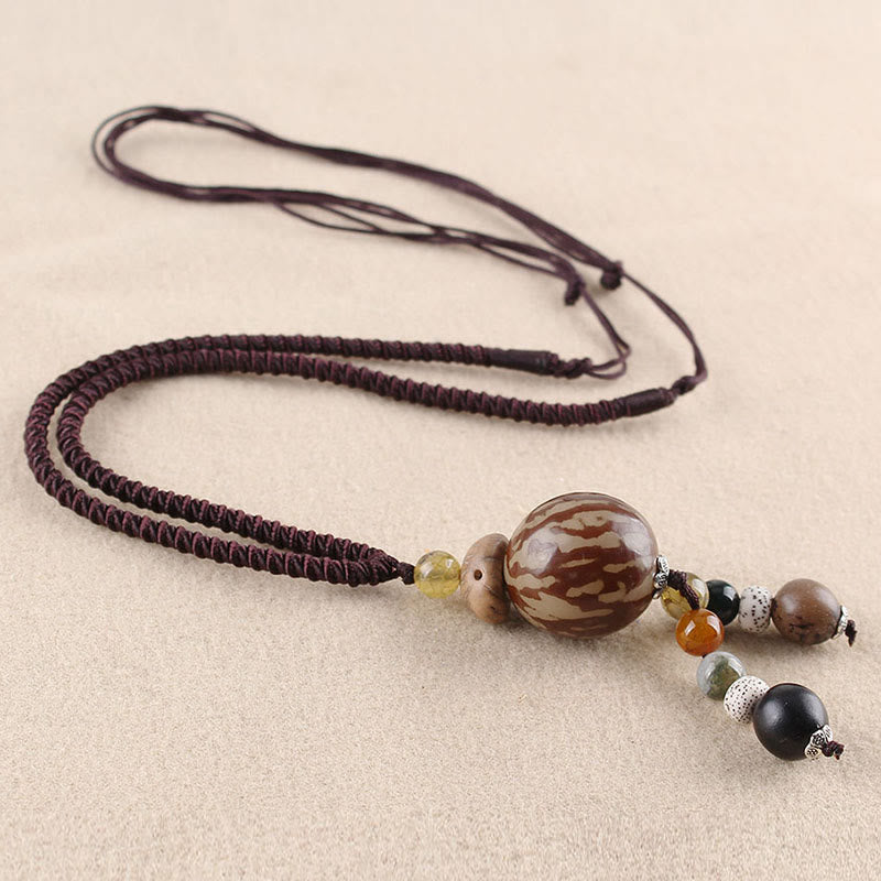 Collier pendentif Buddha Stones Bodhi Seed Lotus Sagesse Harmonie - Graine de Bodhi ronde - image 5