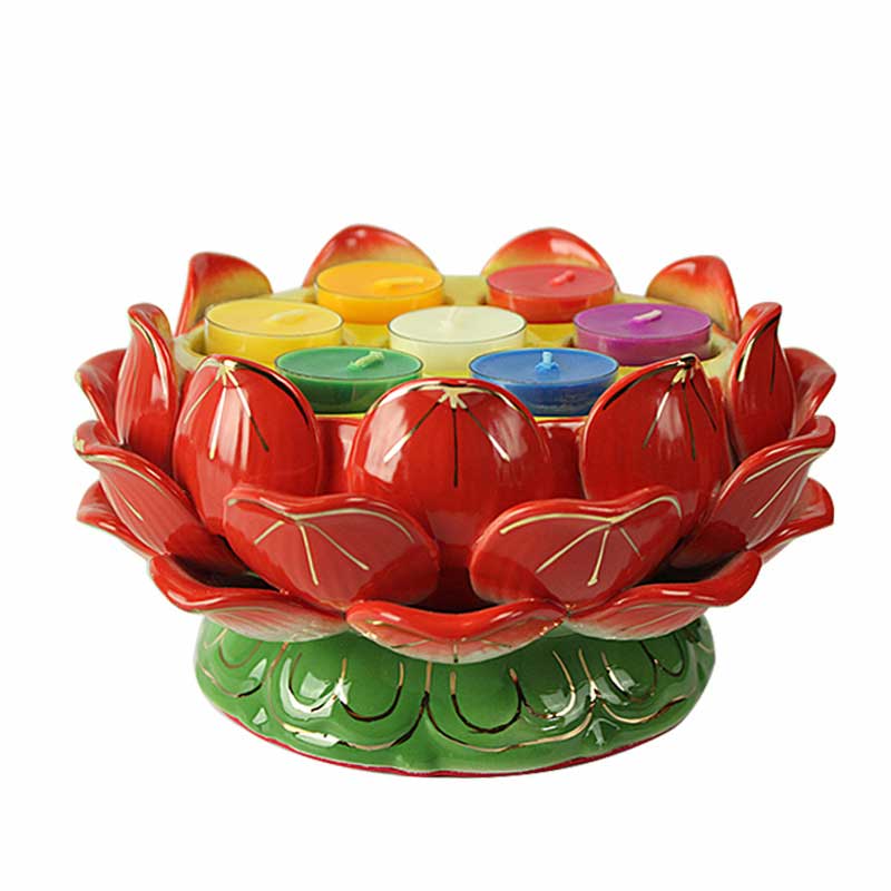 Buddha Stones Méditation Prière Autel Fleur de Lotus Bougeoir Rituels du Temple Bouddhiste Articles à Utiliser