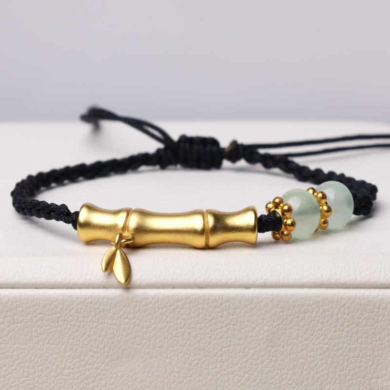 Bracelet tressé en bambou Buddha Stones et motif porte-bonheur