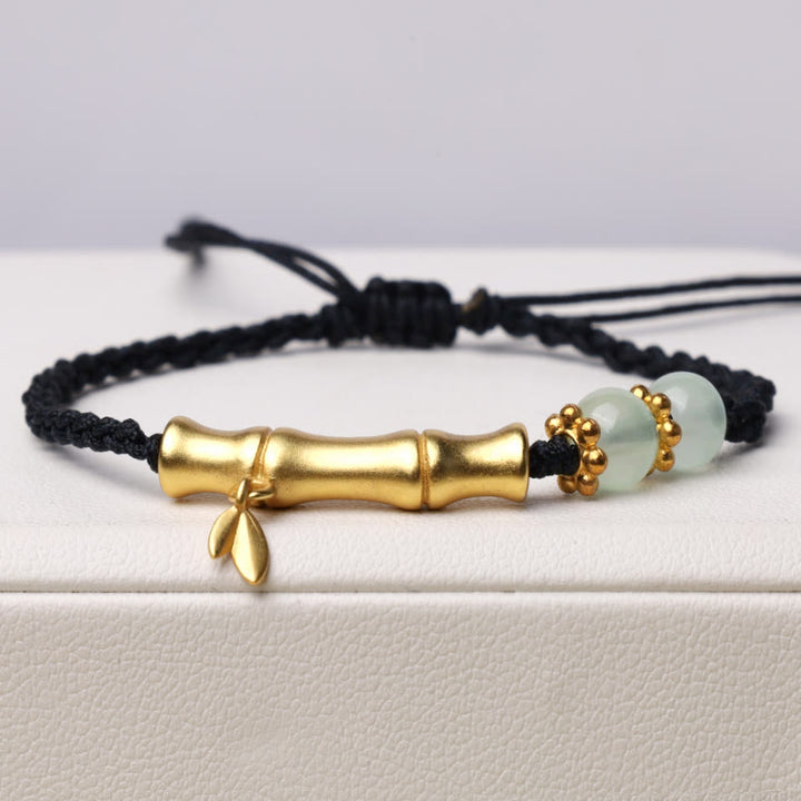 Bracelet tressé en bambou Buddha Stones et motif porte-bonheur