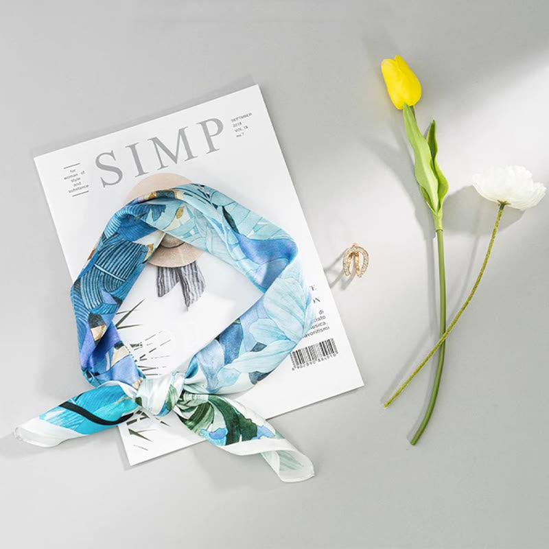 Écharpe en soie de mûrier 100 % peinture à l'huile de la jungle avec Buddha Stones et nuages ​​de bon augure, écharpe de cou en soie double face de qualité supérieure 6A - image 14