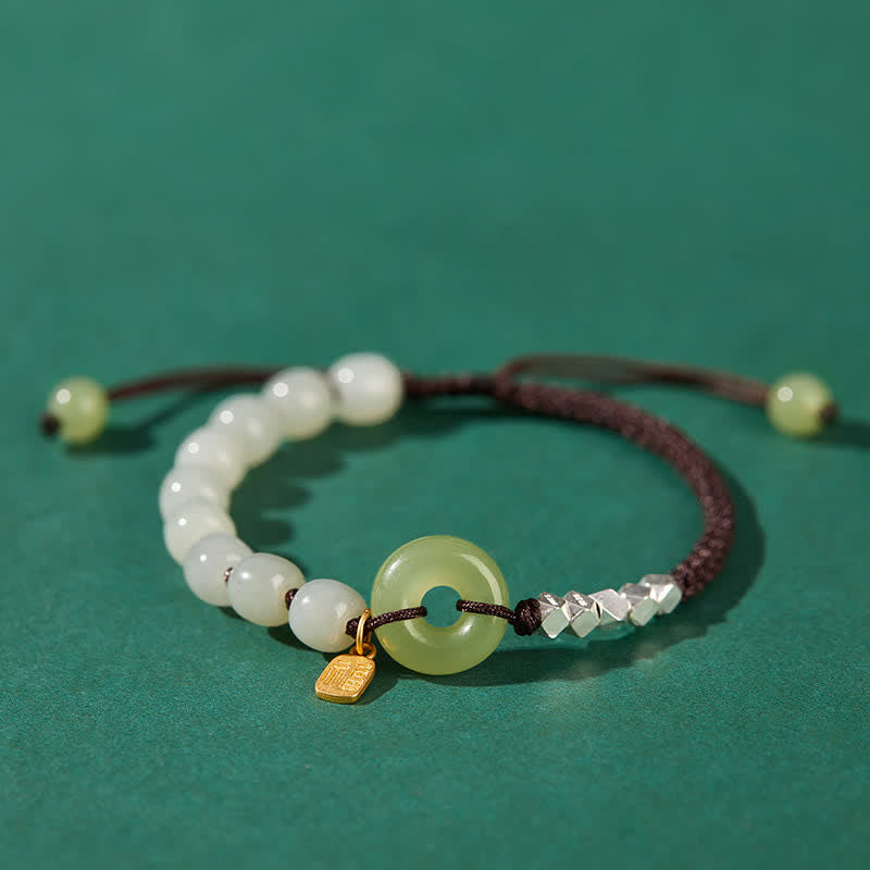 Bracelet porte-bonheur en perles de jade Hetian en argent sterling 925 Buddha Stones