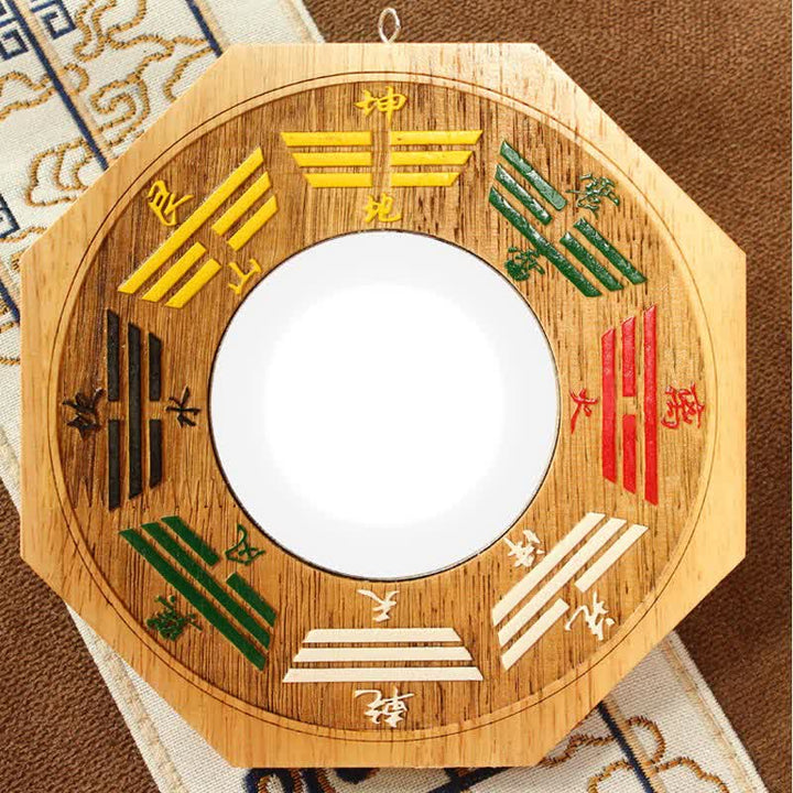 Carte Feng Shui Bagua Miroir de carte d'équilibre énergétique en bois de pêcher