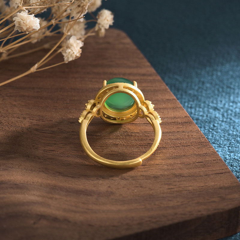 Bague porte-bonheur en jade vert Buddha Stones