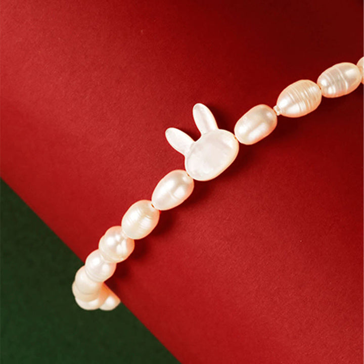 Bracelet de sincérité en perles naturelles et lapin mignon Buddha Stones