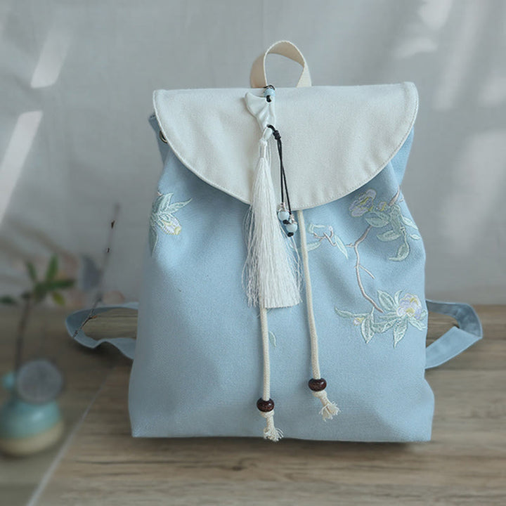 Sac à dos en toile de grande capacité brodé à la main avec Buddha Stones