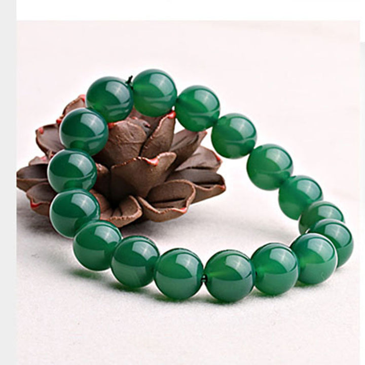 Bracelet de soutien en agate verte naturelle Buddha Stones