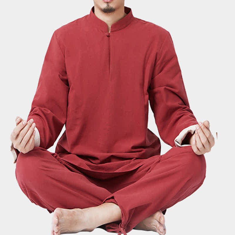 Ensemble de vêtements en coton et lin pour homme Buddha Stones, méditation spirituelle, zen, yoga, prière