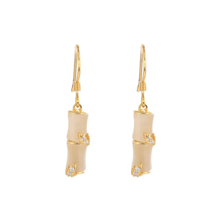 Boucles d'oreilles pendantes porte-bonheur en argent sterling 925 avec jade chrysobéryl œil de chat agate rouge bambou - Or - Œil de chat (Paix ♥ Soutien) - image 11