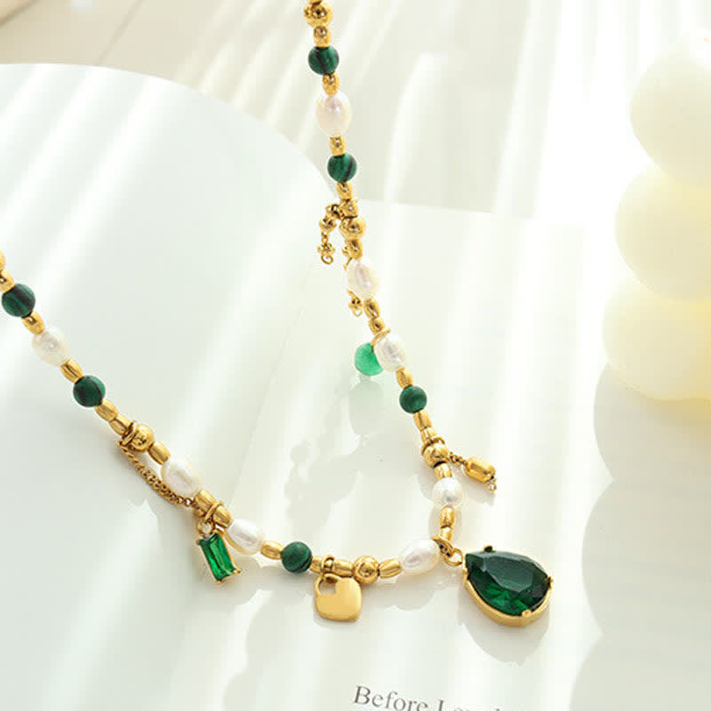 Collier pendentif calme en perles de zircon turquoise