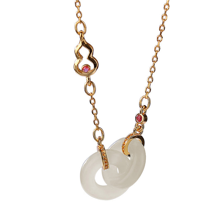 Collier pendentif en argent sterling 925 Buddha Stones et jade rond pour la chance et la prospérité
