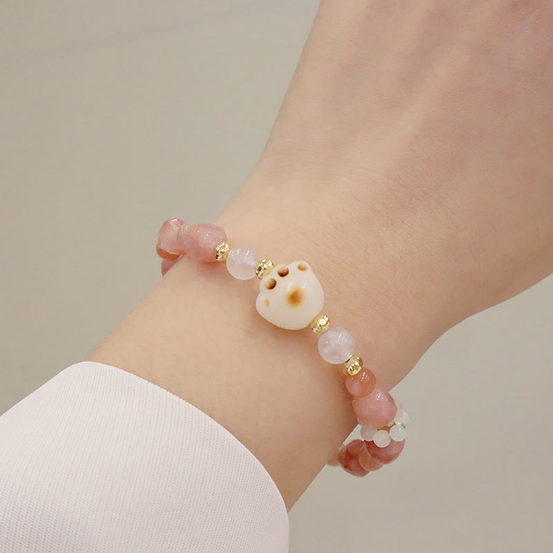 Bracelet de soutien pour patte de chat en Buddha Stones - Pierre de soleil et œil de chat - image 5