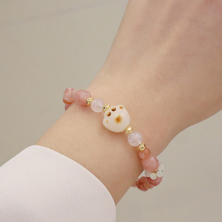 Bracelet de soutien pour patte de chat en Buddha Stones - Pierre de soleil et œil de chat - image 5