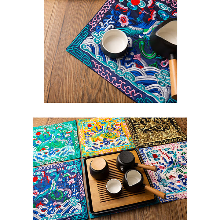 Dessous de Buddha Stones Phoenix Dragon Kirin Dessous de verre pour tasse à thé Dessous de verre Kung Fu