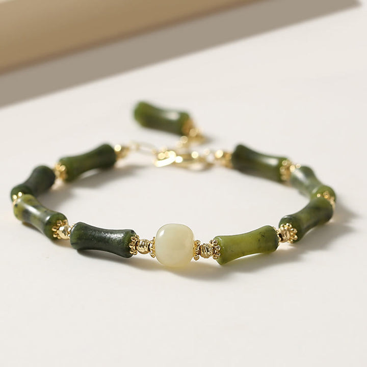 Bracelet chaîne porte-bonheur en bambou avec Buddha Stones