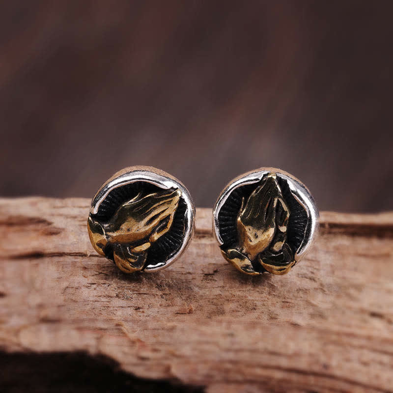 Boucles d'oreilles à tige Namaste Equality en argent sterling 925 Buddha Stones - image 6