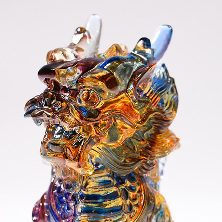 Feng Shui Kirin Pièce d'art en cristal Liuli faite à la main Décoration de bureau à domicile Fortune