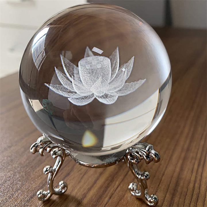 Décoration de bénédiction en cristal blanc avec dragon et lotus - Lotus - image 2