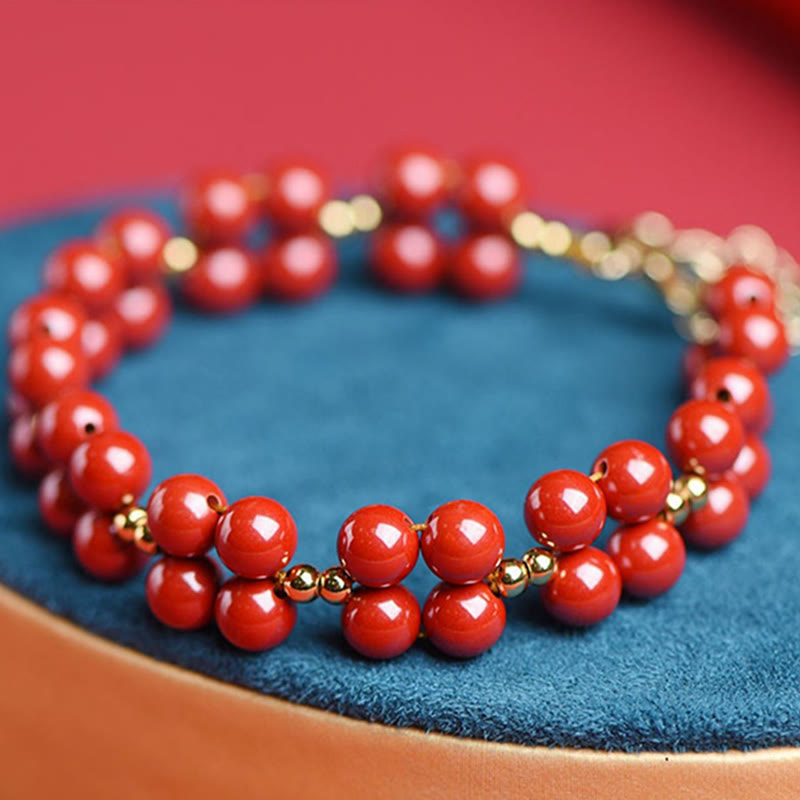 Bracelet de bénédiction en perles de cinabre naturelles de Buddha Stones