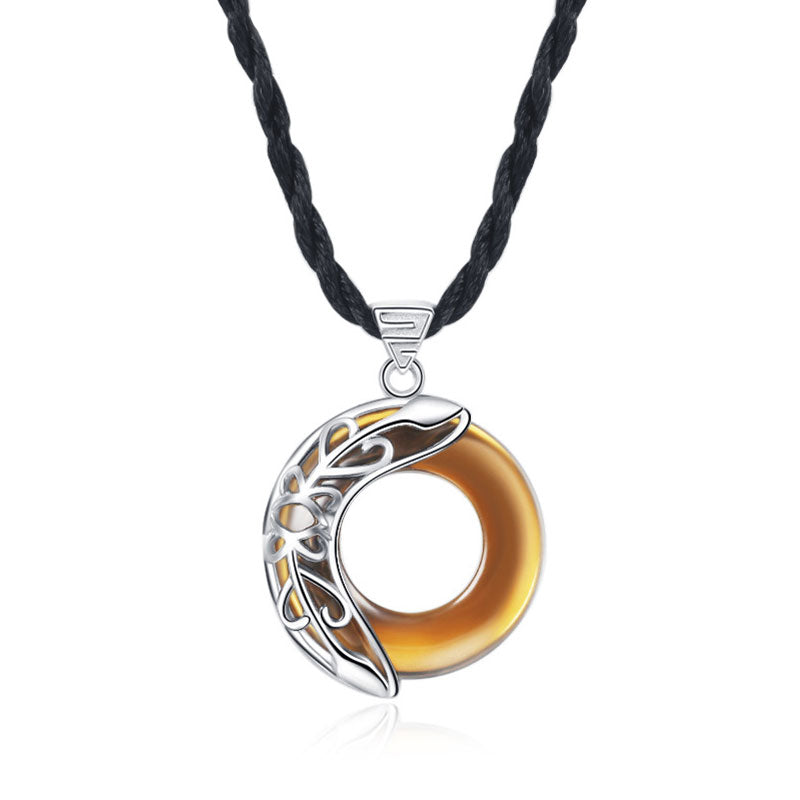 Collier pendentif porte-bonheur en cuivre avec ailes d'amour