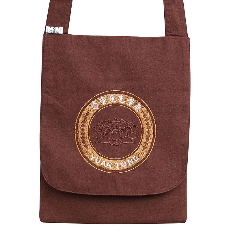 Sac à bandoulière en coton avec broderie de lotus pour la pratique spirituelle