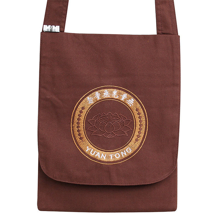 Sac à bandoulière en coton avec broderie de lotus pour la pratique spirituelle