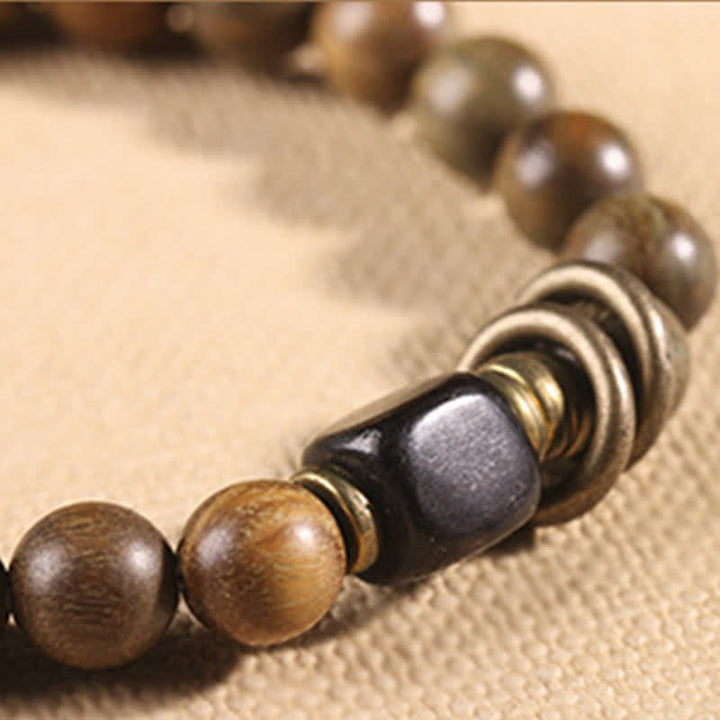 Bracelet tibétain apaisant en cristal de bois de santal vert