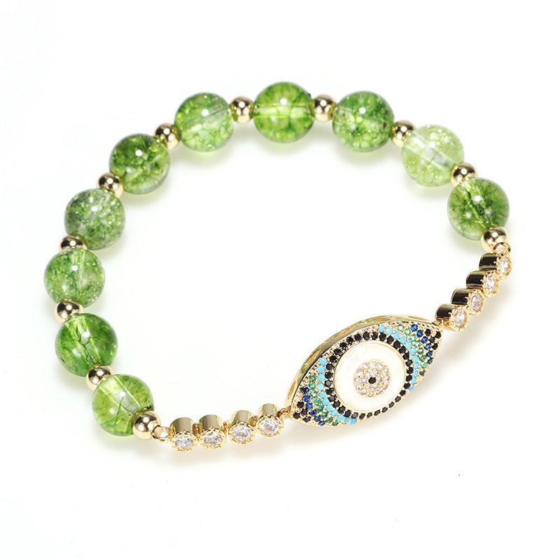 Bracelet d'abondance contre le mauvais œil en péridot naturel Buddha Stones